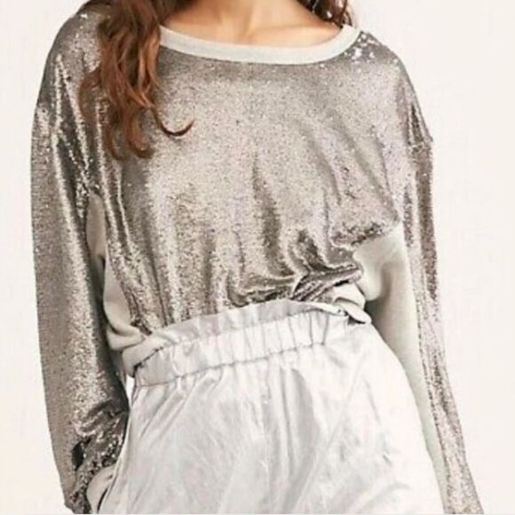 Free People Rise & Shine Sequin Sweatshirt - Picture 2 of 4